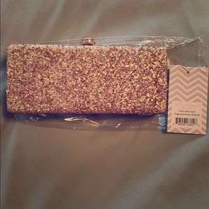 BNWT Deux Lux Rock Candy Mini Clutch Rose Gold